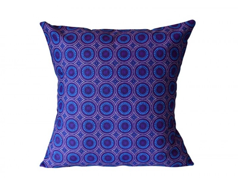 Shweshwe Print cushion cover - Purple and Turquoise Dots Shweshwe Print cushion cover - Purple and Turquoise Dots